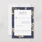 Elegante Tree Blätter und Lights Wedding RSVP Card (Vorderseite)