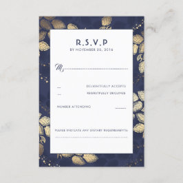 Elegante Tree Blätter und Lights Wedding RSVP Card Karte
