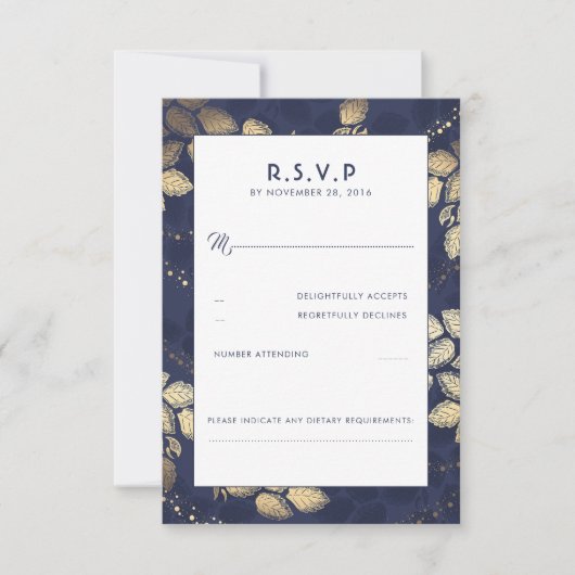 Elegante Tree Blätter und Lights Wedding RSVP Card Karte (Vorderseite)