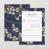 Elegante Tree Blätter und Lights Wedding RSVP Card Karte (Vorne/Hinten)
