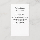 Elegante Tree Event Planner Business Card Visitenkarte (Rückseite)