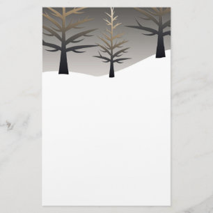 Elegante Tree Silhouetten über die Schneewelt Briefpapier