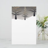 Elegante Tree Silhouetten über die Schneewelt Briefpapier (Stehend Vorderseite)