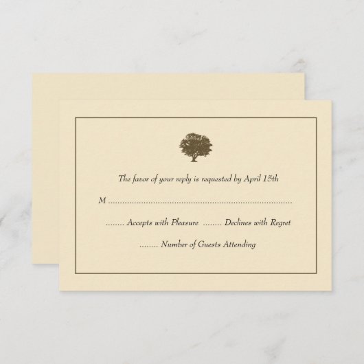 Elegante Tree Wedding RSVP Cards (Vorne/Hinten)