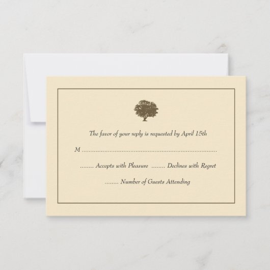 Elegante Tree Wedding RSVP Cards Karte (Vorderseite)