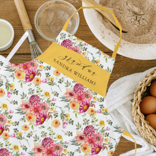 Elegante Trendige Florale Grazie Oma-Typografie  Schürze