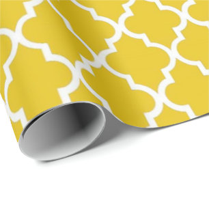 Elegante, trendige, helle, sonnige, gelbe Quarrefo Geschenkpapier