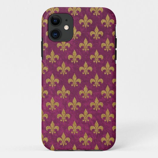 Elegante trendige Imitate Samt und Gold Fleur-de-L Case-Mate iPhone Hülle (Rückseite)