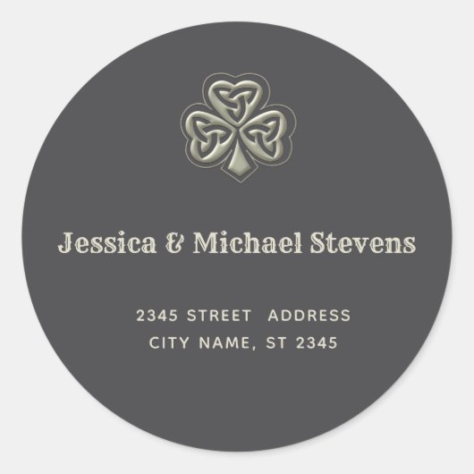 Elegante trendige Irish Kleeblatt Classic Round Runder Aufkleber (Vorderseite)