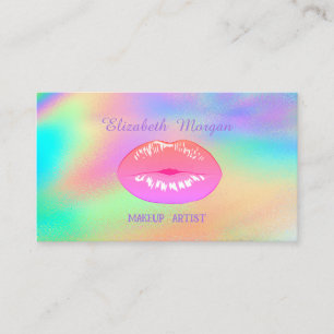 Elegante trendige Lippen Regenbogen Holografisch Visitenkarte