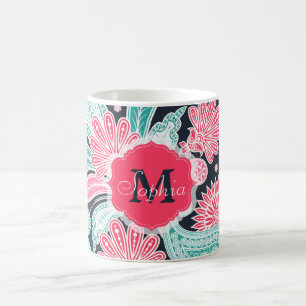 Elegante trendige Paisley-Blumenmuster-Illustratio Kaffeetasse