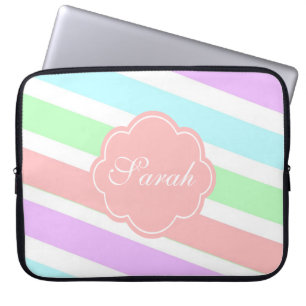 Elegante, trendige Pastellfarben, Monogramm Laptopschutzhülle