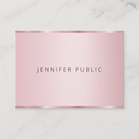 Elegante trendige Rose Gold Color Template Moderne Visitenkarte (Vorderseite)