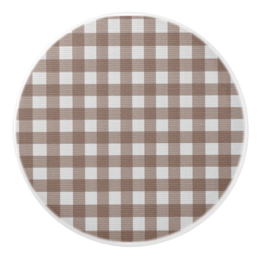Elegante trendige rustikale tartan kariert braun u keramikknauf (Vorderseite)
