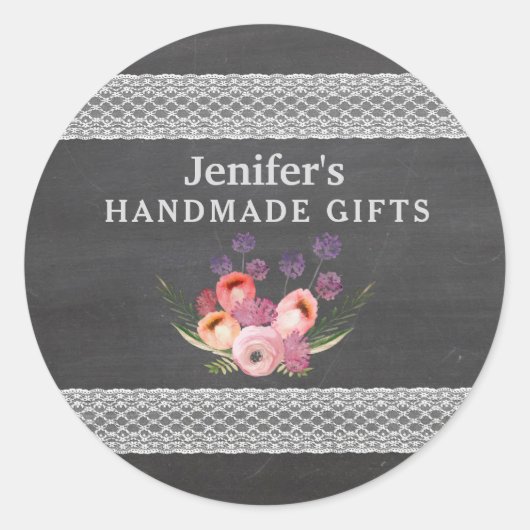 Elegante trendige Vintage Tafelspitze Aquarell Runder Aufkleber (Vorderseite)