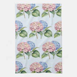 Elegante trendige Wasserfarbe Hortensie Blumen  Geschirrtuch