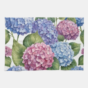 Elegante trendige Wasserfarbe Hortensie Floral  Geschirrtuch