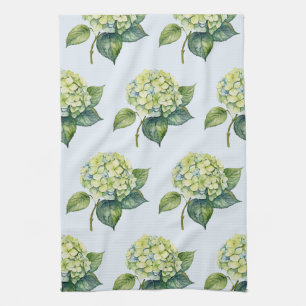 Elegante trendige Wasserfarbe Hortensien-Blumen  Geschirrtuch