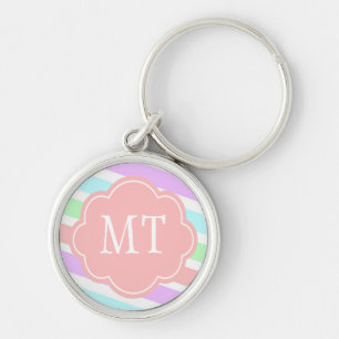Elegante, trendige, weiche Pastellfarben, Monogram Schlüsselanhänger