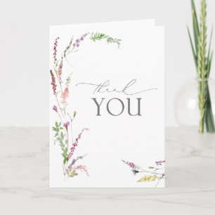 Elegante Trendige Wildblumen-Blumen-Hochzeits-Dank Karte