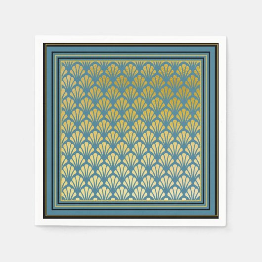 Elegante Trendy Aquamarin Art Deco Serviette (Vorderseite)