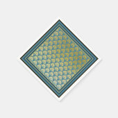 Elegante Trendy Aquamarin Art Deco Serviette (Ecke)