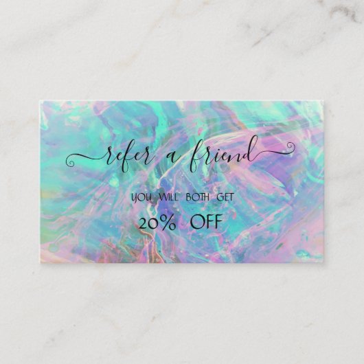 Elegante Trendy Beruflich Opal Iridescent Empfehlungskarte (Vorderseite)