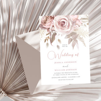 Elegante Trendy Dusty Rose Blush Spring Wedding Einladung