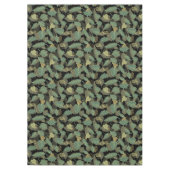 Elegante Trendy Fall Green Blätter Herbst Schwarz Tischdecke (Vorderseite)