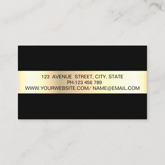 Elegante trendy Gold Geometric, Rahmen, Schwarz Visitenkarte (Rückseite)