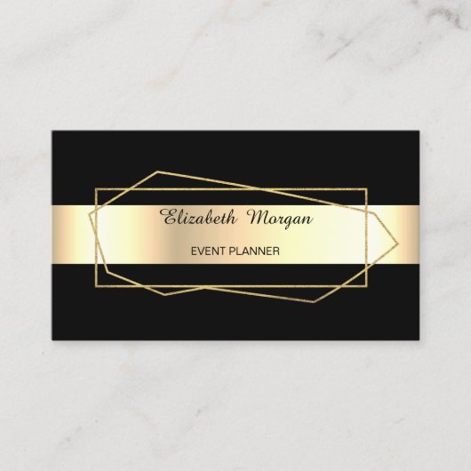 Elegante trendy Gold Geometric, Rahmen, Schwarz Visitenkarte (Vorderseite)