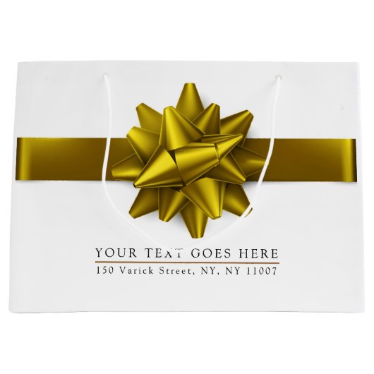 Elegante trendy Gold Ribbon Geschenktasche Große Geschenktüte (Vorderseite)