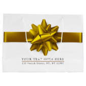 Elegante trendy Gold Ribbon Geschenktasche Große Geschenktüte (Rückseite)