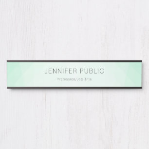 Elegante Trendy Mint Green Moderne Minimalistisch Türschild