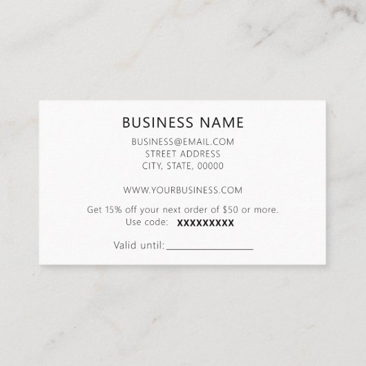 Elegante Trendy Pastel Pink Moderne Discount Card Rabattkarte (Rückseite)