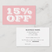 Elegante Trendy Pastel Pink Moderne Discount Card Rabattkarte (Vorne/Hinten)
