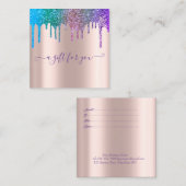 Elegante Trendy Rose Gold, Rainbow Glitzer Tropfen Rabattkarte (Vorne/Hinten)