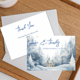 Elegante Trendy Snowy Landschaft Winter Hochzeit Dankeskarte