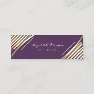 Elegante Trendy, Violet, Imitate Gold Streifen Mini Visitenkarte