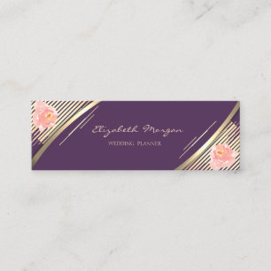 Elegante Trendy, Violet, Imitate Gold Streifen, Ro Mini Visitenkarte