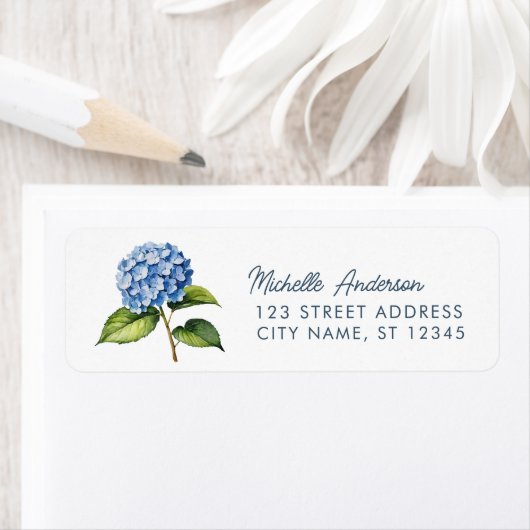 Elegante Trendy Watercolor Hydrangea Rücksendeadre (Insitu)