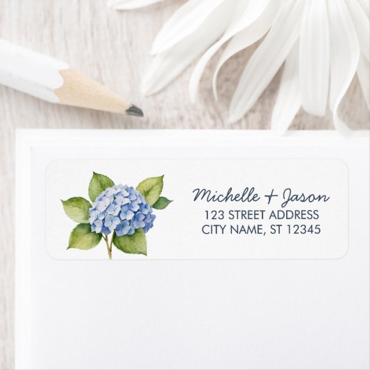 Elegante Trendy Watercolor Hydrangea Rücksendeadre (Insitu)
