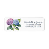 Elegante Trendy Watercolor Hydrangea Rücksendeadre (Vorne)