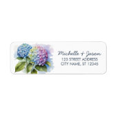 Elegante Trendy Watercolor Hydrangea Rücksendeadre (Vorne)