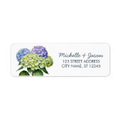 Elegante Trendy Watercolor Hydrangea Rücksendeadre (Vorne)