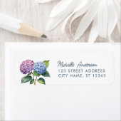 Elegante Trendy Watercolor Hydrangea Rücksendeadre (Insitu)