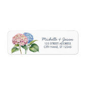 Elegante Trendy Watercolor Hydrangea Rücksendeadre (Vorne)