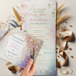 Elegante Tri-Fold Heart Leaf Hochzeit beinhaltet U Dreifach Gefaltete Einladung
