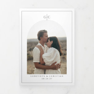 Elegante Tri-Fold Hochzeit Einladung mit Fotos