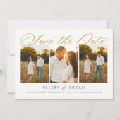 Elegante Trio bearbeitbare Farbkarte Save the Date Dankeskarte (Vorderseite)